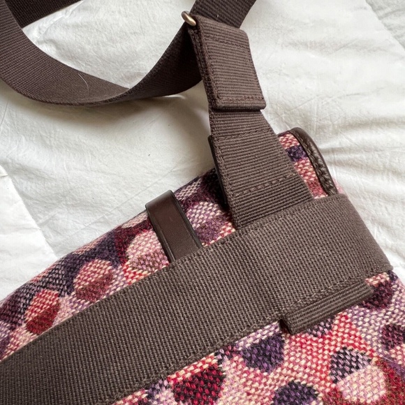 MELIN TREGWYNT Crossbody Bag Tapestry Wool Purple Brown Leather Bottom Brady - Picture 9 of 11